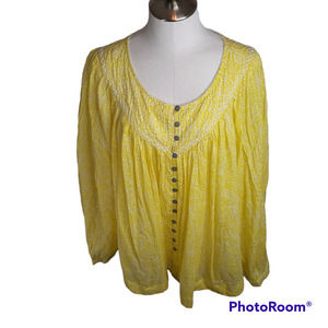 We The Free Cool Meadow Top Yellow Women's Size Large‎